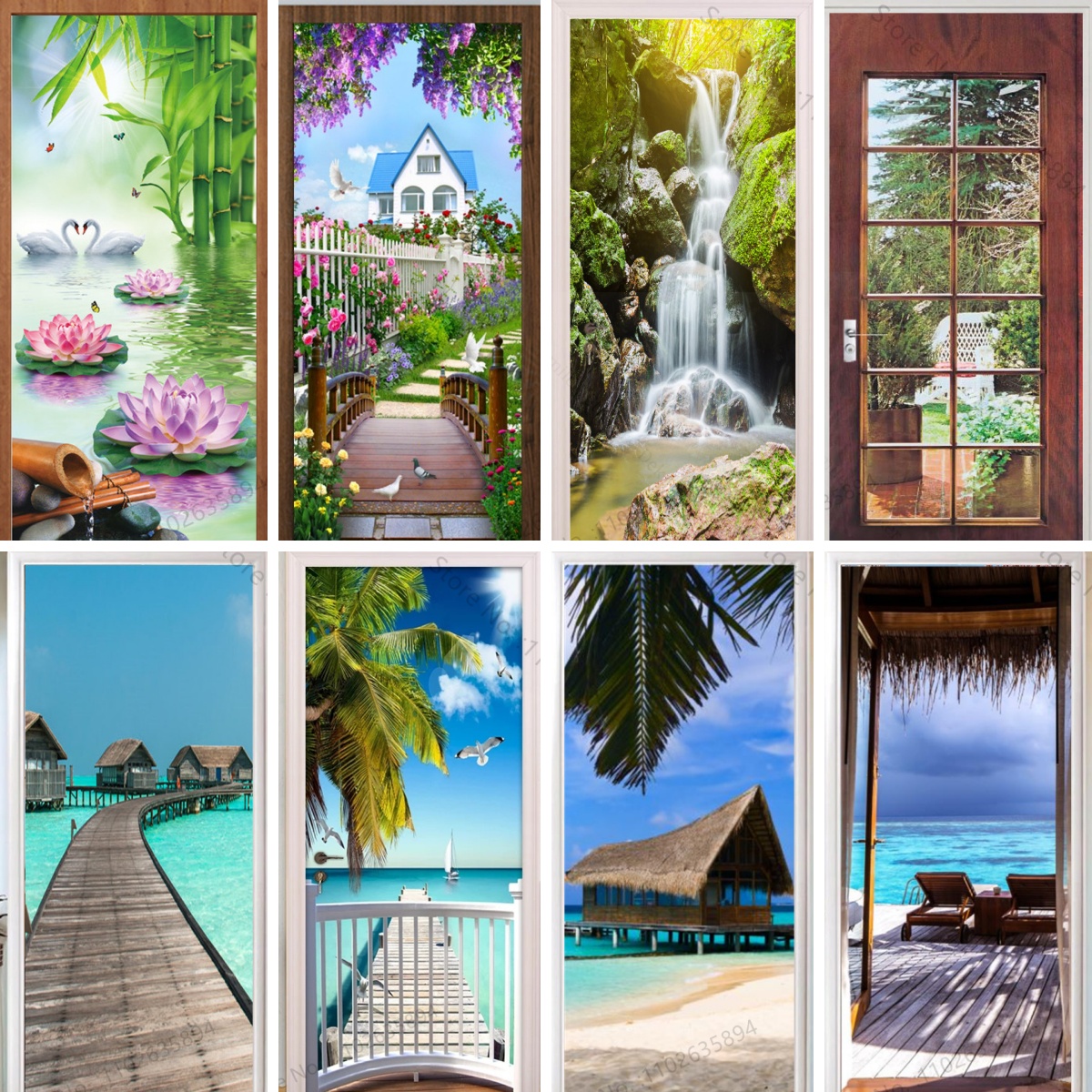 Natural Scenery Beach Waterfal - đánh giá và giá Full Cover Adhesive