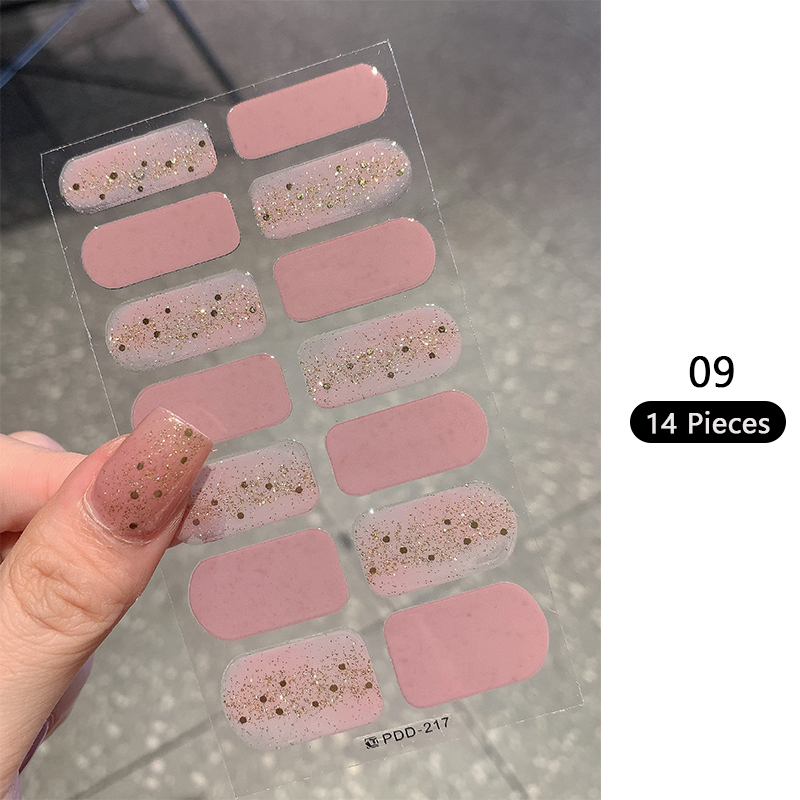 Baking-free Pink Nail Stickers - đánh giá và giá Full Cover Adhesive