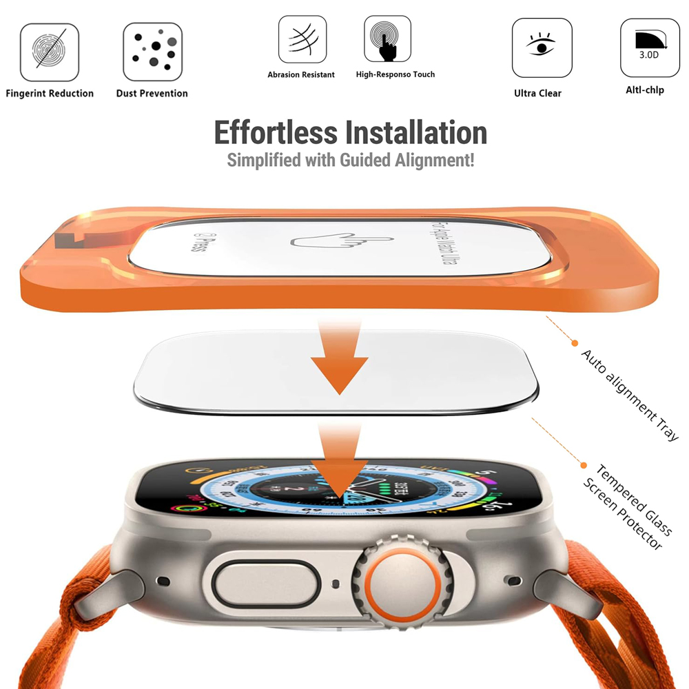 Tempered Glass For Apple Watch - đánh giá và giá Screen Alignment Tool